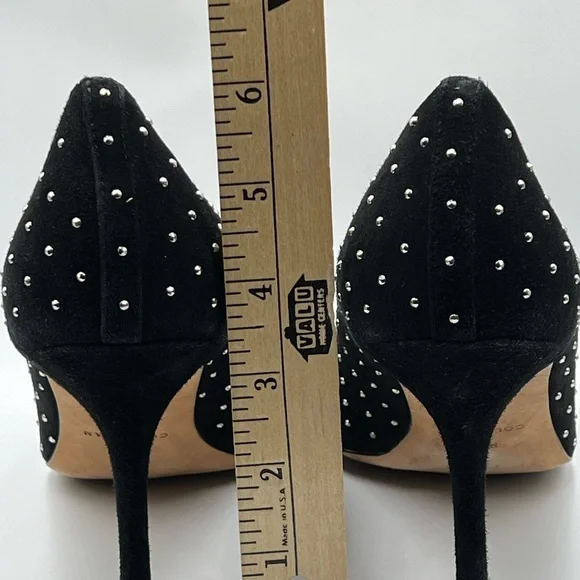 Cole Haan Black Pump Heels Silver Studded Women’s Shoe Sz. 8.5B Holiday Party - Picture 3 of 6